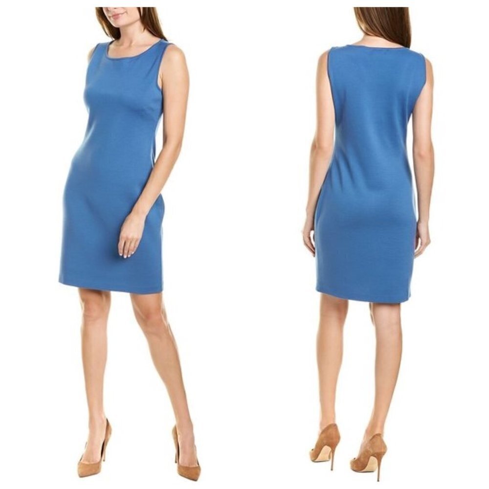 💕ST. JOHN💕 Knit Wool-Blend Sheath Dress ~ Blue 12 NWOT